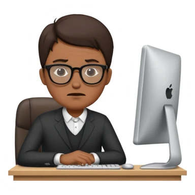 a man in front of a computer annoyed  sticker