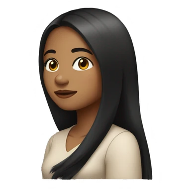 A young woman with light brown skin, black long straight hair  sticker
