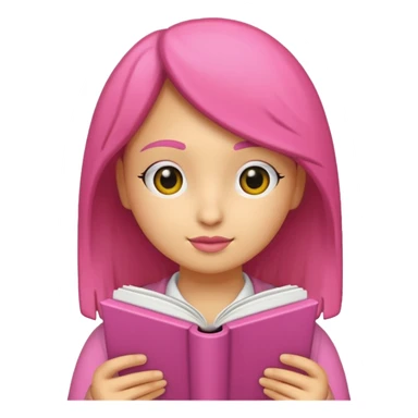 chica rosa pensando con libro ideas sticker