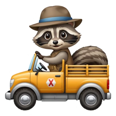 Raccoon driving a truck  sticker