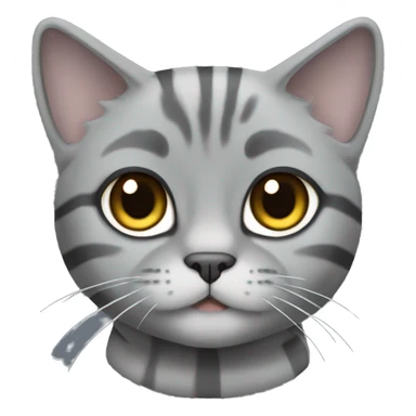 Gray cat with dark gray stripes of the Scottish Fold breed sticker