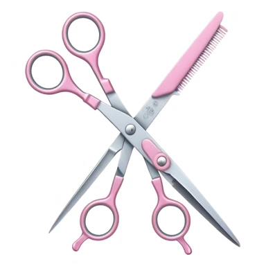 hairdressing scissors with pastel pink handles, iOS Apple emoji style sticker