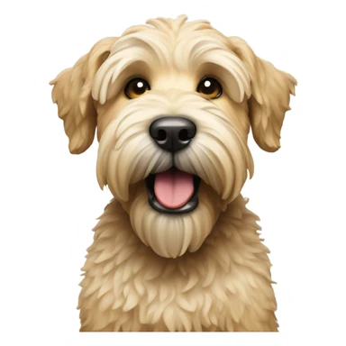 Wheaten terrier  holding a lacrosse stick in its mouth sticker