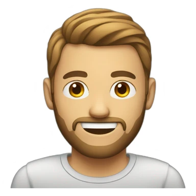 guy with typing infront of laptop no beard smiling sticker