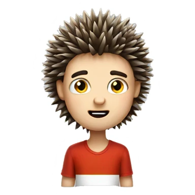 A boy who looks like a hedgehog with the head of a Hungarian cube sticker