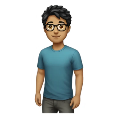 23 year old man, glasses black hair, coding sticker