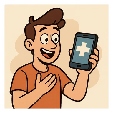 telehealth, smartphone with medical cross, digital health, minimal and clear sticker