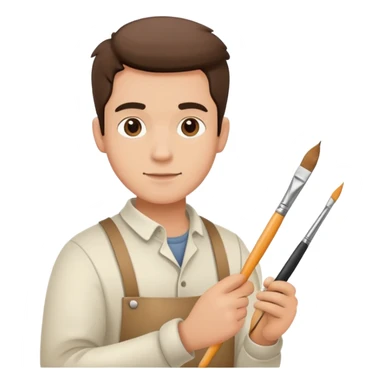 Male painter with paintbrush and pencil sticker
