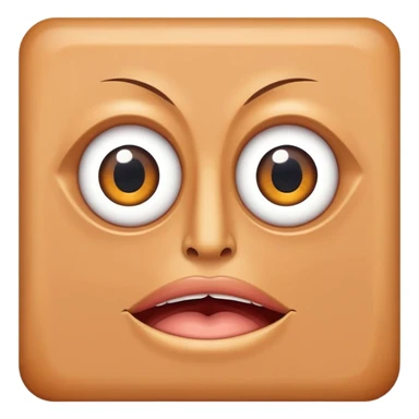 A flat piece of skin stretched on a square frame with two eyes and a mouth sticker