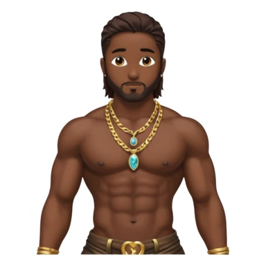  Omarion with long dark brown hair, shirtless with necklace, metallic brown pants sticker