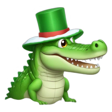 Crocodile with a snow hat sticker