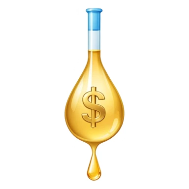 pipette with a golden drop, dollar sign inside the drop sticker