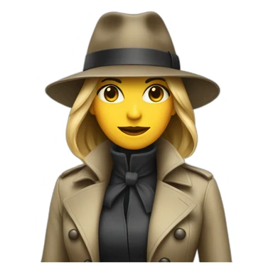 secret agent women wearing a trenchcoat and a fedora sticker