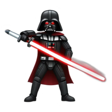 dark vador qui tien un sabre laser rouge en position de combat sticker