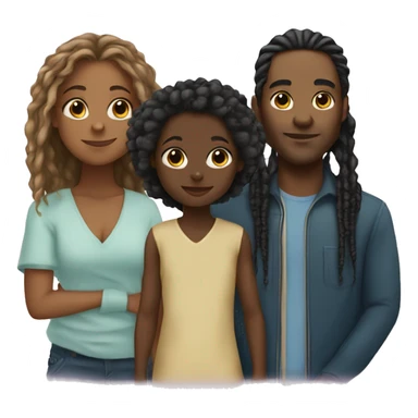 Black girl with long hair with man with locs and a baby boy sticker