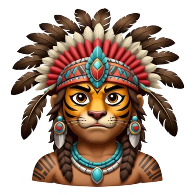 Aztec tiger warrior with feathered headdress sticker