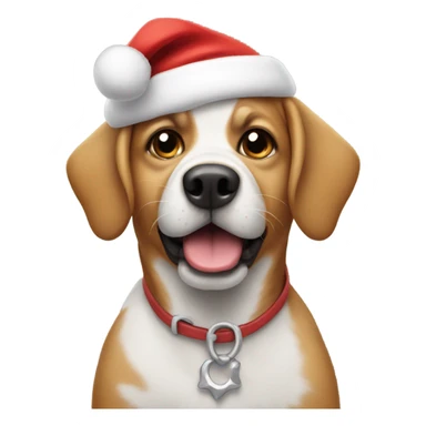 Dog wearing Santa hat sticker