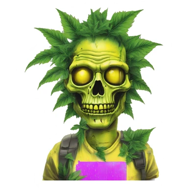420 .Zombie_ Vaporwave black holographic oilslick zombie unicorn smoking yellow caution tape hemp leaves sticker