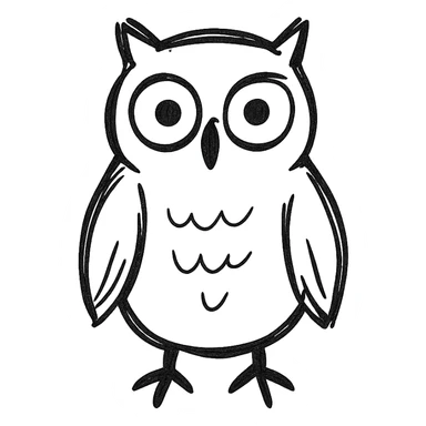 white owl, simple minimal icon sticker