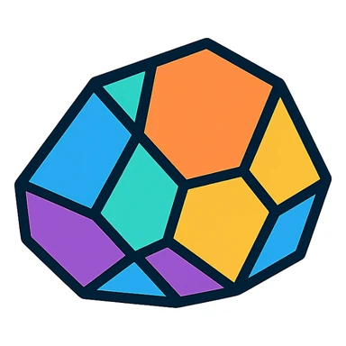 a stylized rock with geometric facets, modern icon style sticker