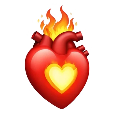 red heart, fire inside heart sticker
