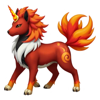 Shiny Exotic Gothic Rapidash-Houndoom-Arcanine-Pokémon-Fakémon-hybrid-creature sticker