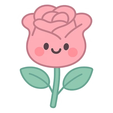 pink rose, soft pastel icon style, gentle colors, simple shapes sticker