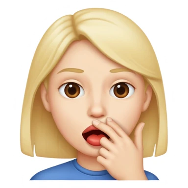 Emoji mordendo o lábio com a mão na boca  sticker