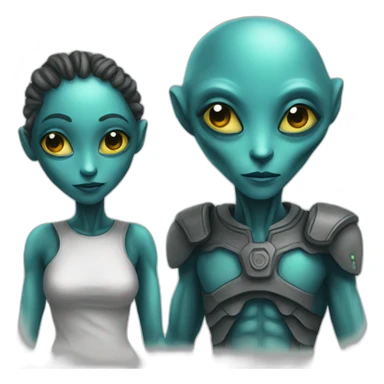 Alien couple  sticker