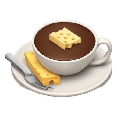 Cup of chocolate with cheese finger on a plate sticker