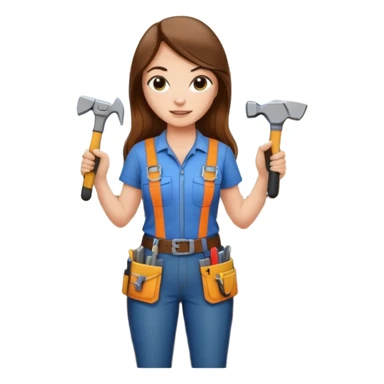 beautiful girl with long brown hair constructing new lounge room area with flat screen tv and couch sticker