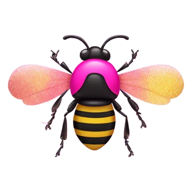 Hot pink bumble bee with glitter sticker