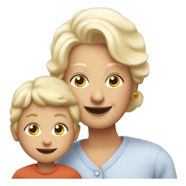grandma with young blonde boy sticker