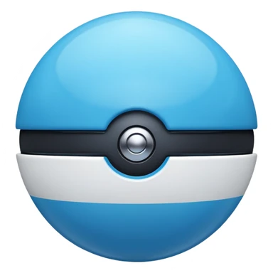 vibrant blue pokeball emoji with a black stripe and highlights, top half vibrant blue, bottom half white sticker