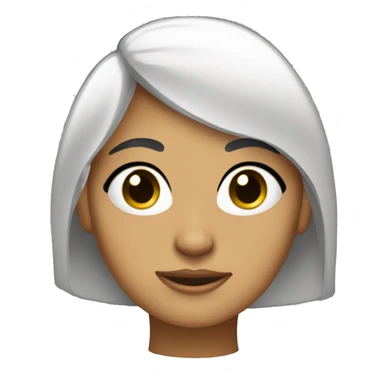 Chica de pelo negro, piel blanca, cara redonda, ojos achinados y cachetes sticker