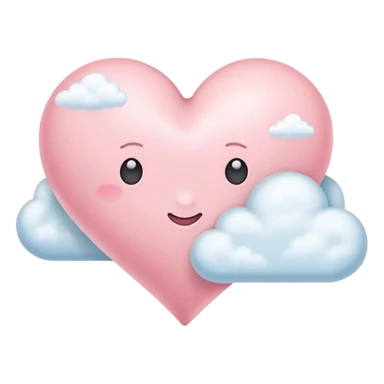 Pastel pink heart with a cloud sticker