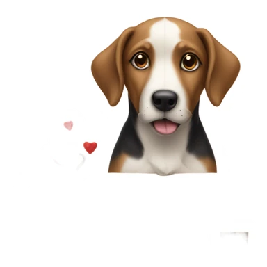 realistic dog with heart table sticker
