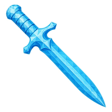Transform the dagger into a diamond version, matching the color, faceted texture, and shine of the diamond chestplate reference. Keep the exact shape and proportions of the original dagger. Transparent background. sticker