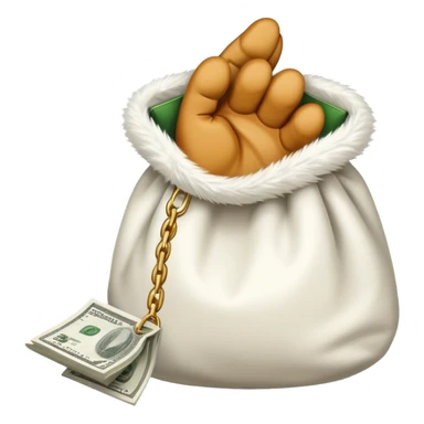 A cat's paw handing over a money bag sticker