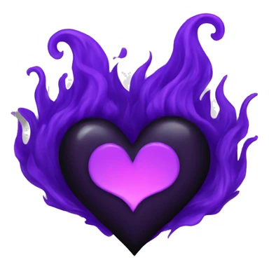 Black heart purple flame sticker