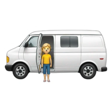 a white van and a child inside sticker