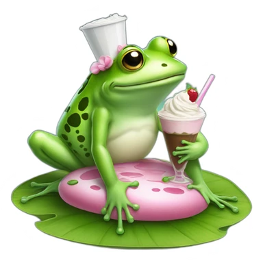Frog queen sitting on lilly pad drinking a milkshake sticker