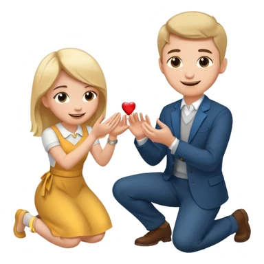 🧎‍♂️‍➡️💍💃 a boy parposing a girl and the boy on his knee and give him ring girl stand after him and shing sticker