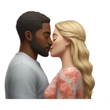 Hyper Realistic Couple kissing surrounded by flowers sticker