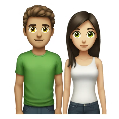 A pair of swarthy brown-eyed guy and a green-eyed brunette girl sticker
