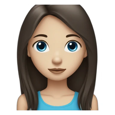 Dark brown long hair fringe girl with blue eyes sticker