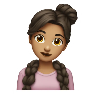 A girl with dark brown hair in a bun kisses a girl with brown hair down sticker