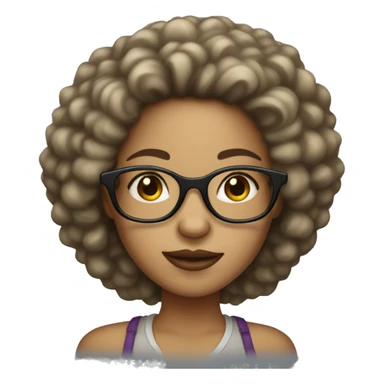 light-skin girl with glasses big hair sticker
