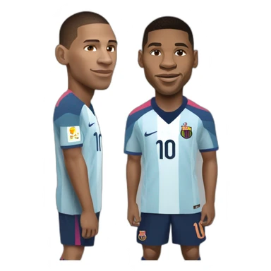Messi fais un coup de point à Mbappe sticker