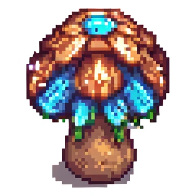 glowing mushroom with sparkles pixel art sticker